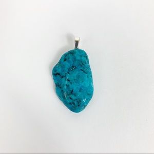 Turquoise Pendant Silver Plated Bail